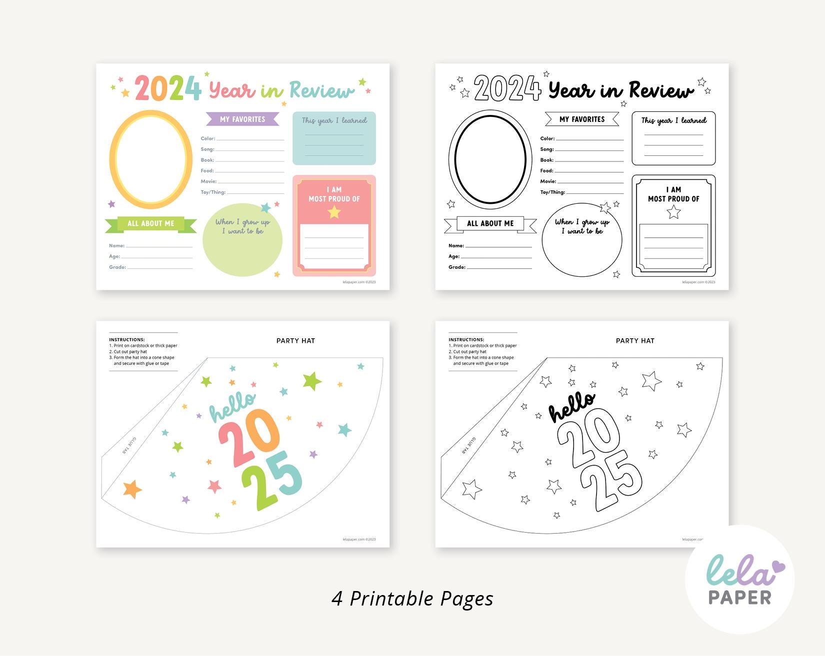 New Years Eve Time Capsule for Kids | 2024 Year in Review Printable ...