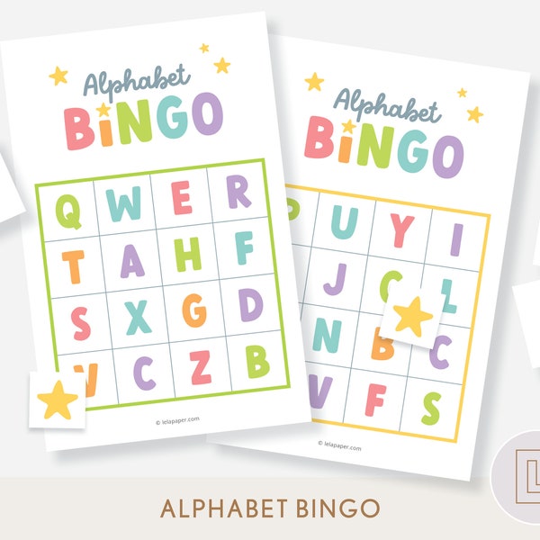 Alphabet Bingo Jeu imprimable | Activité d'apprentissage des lettres de l'alphabet pour les enfants | Ressource d'activités éducatives amusantes pour la salle de classe | Préscolaire