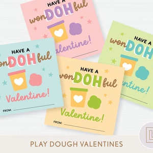 Play Dough Play Doh Valentine, Playdoh Classroom Valentines Cards, Étiquettes cadeaux imprimables Party Favor, Téléchargement instantané numérique