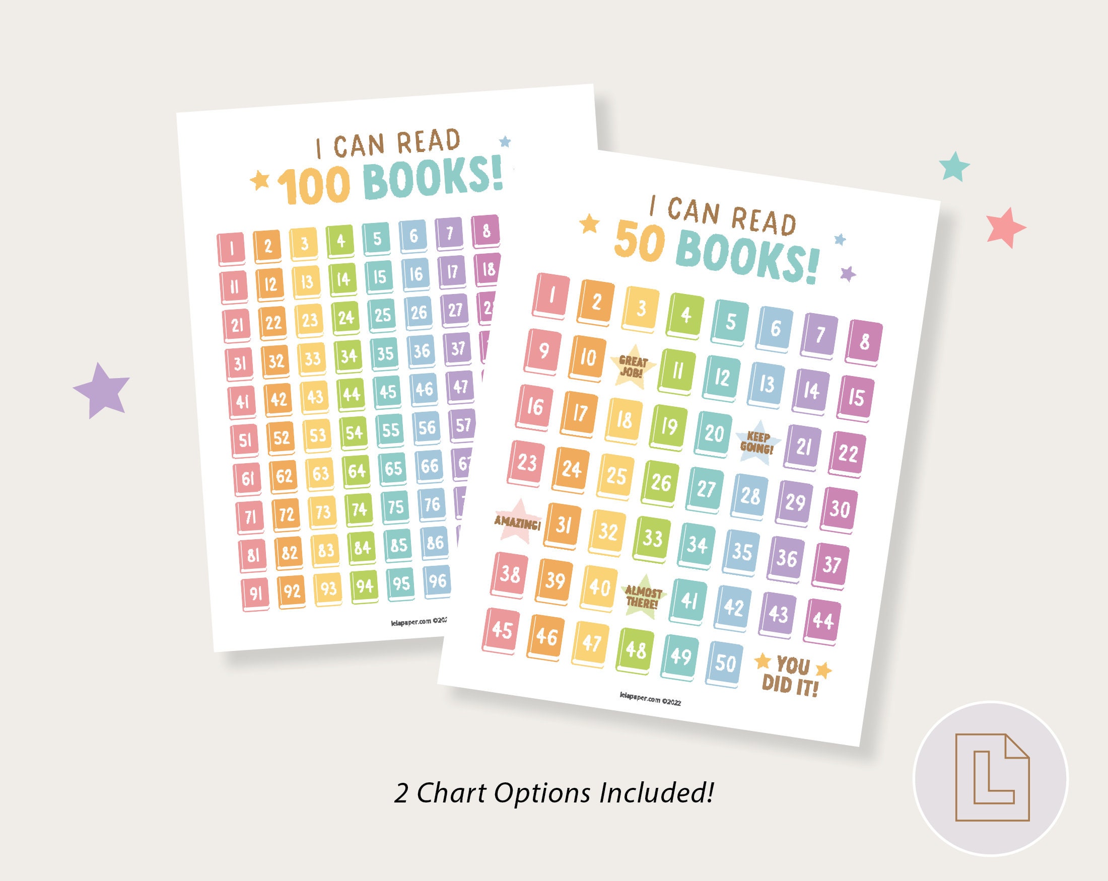Book Reading Chart for Kids | Reading Log Tracker | 50 100 Books ...