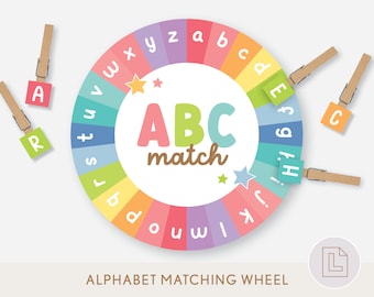 Alphabet Matching Wheel | Learning Letters Activity | Uppercase Lowercase | PreK Preschool Kindergarten Game | Busy Book Binder | Homeschool