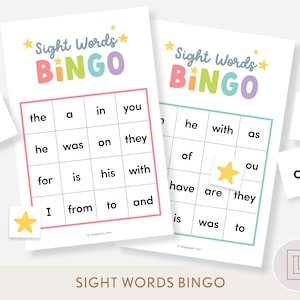 Sight Words Bingo Printable Game | Fry&#39;s First 25 Sight Words Learning Activity for Kids | Fun School Classroom Educational Activity