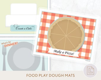Play Dough Activity Mat | Play Dough Kit Mat | Printable Food Play Dough Mat | Cake, Dinner Plate, Pizza Play