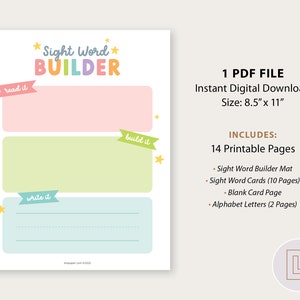 Sight Word Builder Printable | Learning Sight Words Activity ...