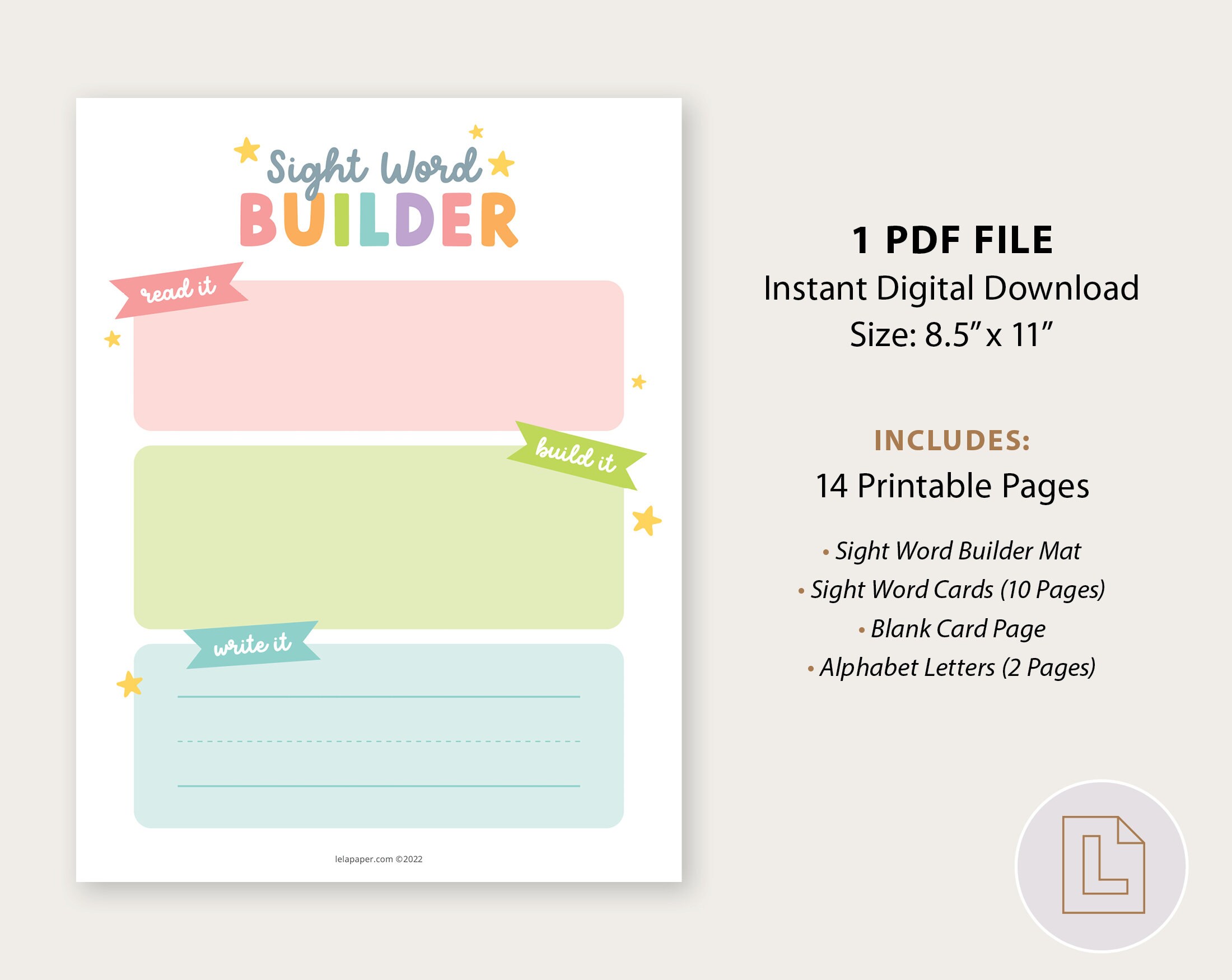 Sight Word Builder Printable | Learning Sight Words Activity ...