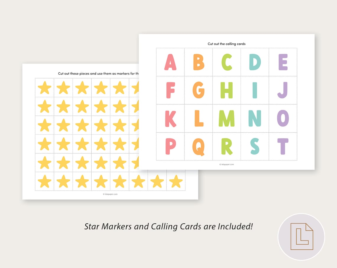 Alphabet Bingo Printable Game Alphabet Letters Learning Activity for