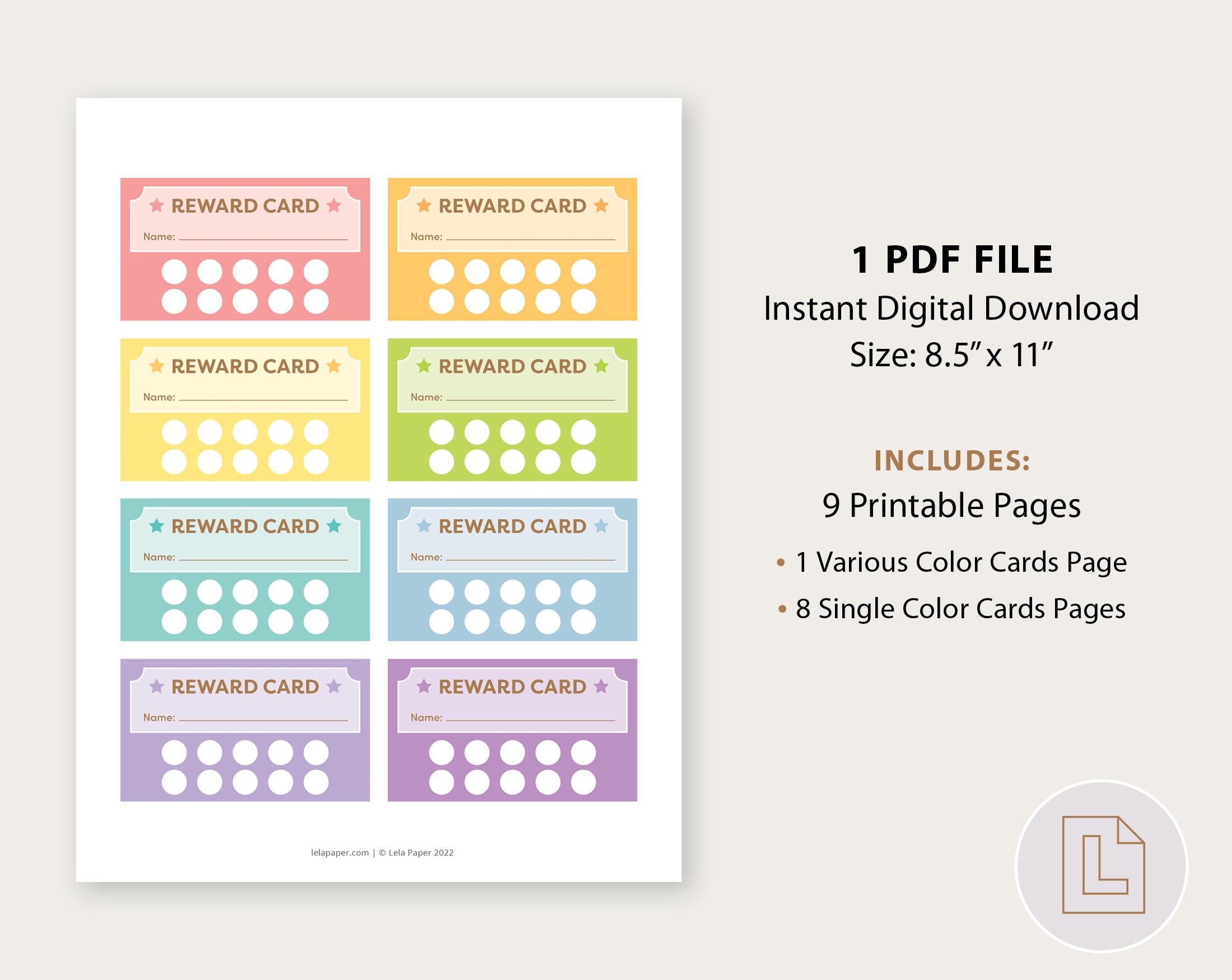 Kids Rewards Card Printable | Punch Card Reward System | Responsibility ...
