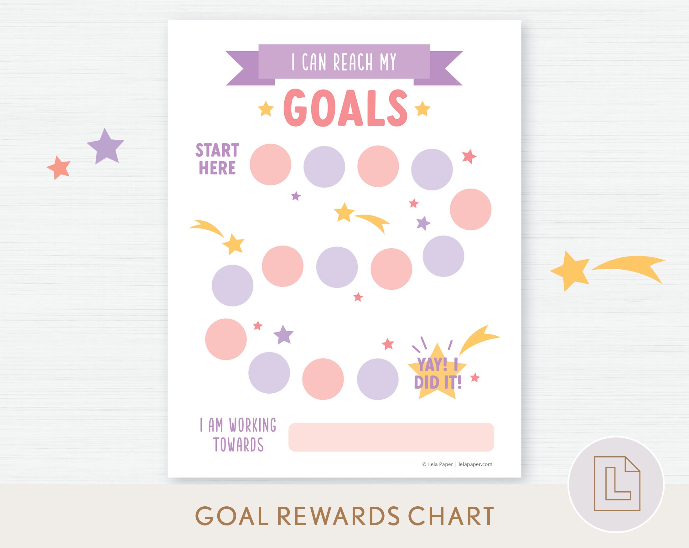Reaching Goals Rewards Chart Printable Kids Sticker Chart I Can Reach ...