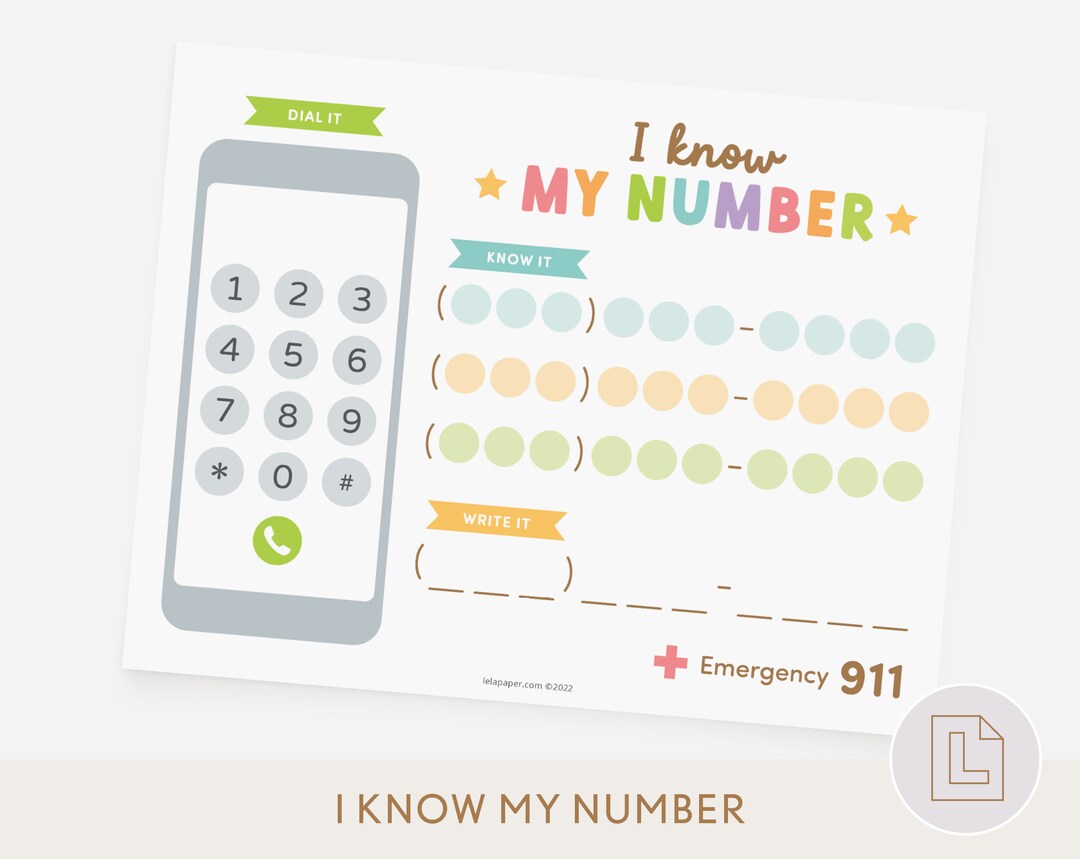 I Know My Number Learning Phone Number Kids Activity Printable Teaching Kids to Call Home Phone