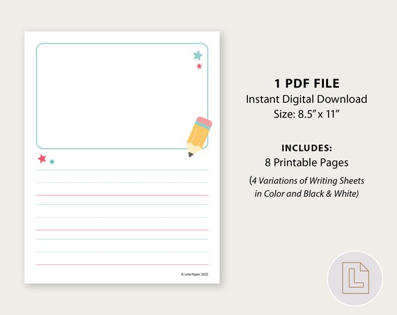 Large Lined Paper For Kindergarten