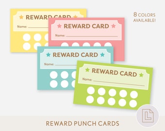 Kids Rewards Card Printable | Punch Card Reward System | Responsibility Chore Chart Card | Reward Incentive Coupon | Rainbow Cards for Class
