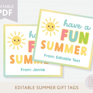Editable End of School Year Tags | Class Summer Gift Tags Printable | Summer Basket Tag | Last Day Gifts | Student Favors | Party Favor Tags