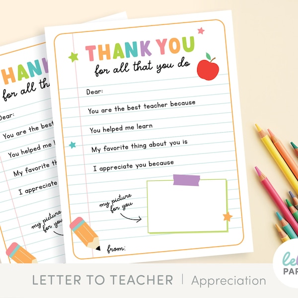 Teacher Appreciation Week Printable, Teacher Thank You Letter From