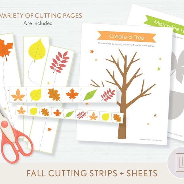 Fall Autumn Cutting Practice Strips Bundle | Cutting Strips | Preschool Scissor Practice | Fine Motor Skills | Cut and Paste Worksheets