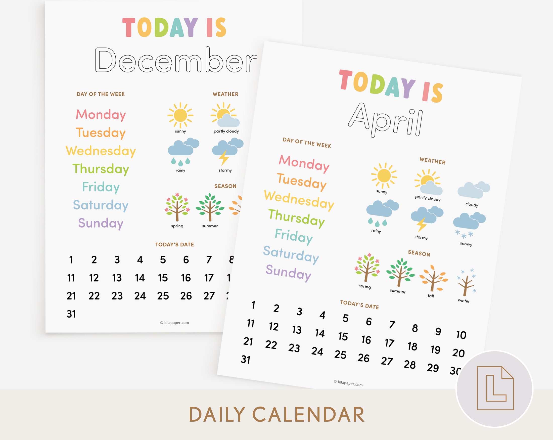 Kids Daily Calendar Circle Time Traceable Calendar Printable - Etsy