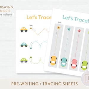 Cars Pre-writing Printable | Prewriting Fine Motor Worksheet | Line Tracing Sheets | Preschool Writing | Handwriting Practice | Toddler PreK