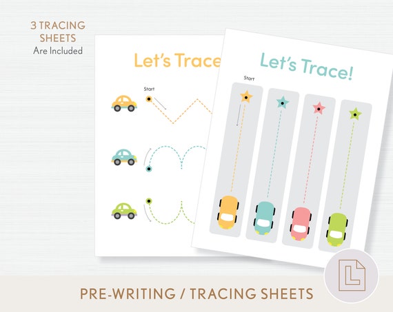 Cars Pre-writing Printable | Prewriting Fine Motor Worksheet | Line Tracing Sheets | Preschool Writing | Handwriting Practice | Toddler PreK