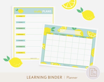 Printable Planner | Digital Planner Sheets | Weekly Monthly Planner | Educational Printables  | School Preschool Planner | Learning Binder