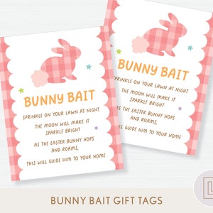 Easter Bunny Bait Printable Gift Tags Pink, Easter Treat Bag Tags ...
