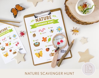 Nature Scavenger Hunt | Kids Outdoor Treasure Hunt Printable | Nature Collection | Nature Walk Hiking Activity | Birthday Activity Kids Game