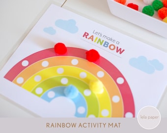 Rainbow Activity Mat | Pom Pom Mat Printable | Pom Pom Play | Fine Motor Activities | Home School | St. Patricks Day Activity