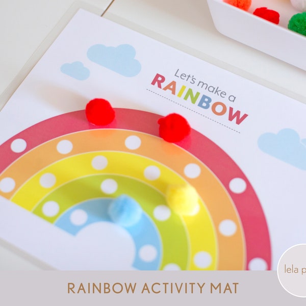 Rainbow Activity Mat | Pom Pom Mat Printable | Pom Pom Play | Fine Motor Activities | Home School | St. Patricks Day Activity