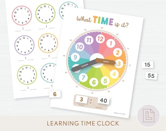 Actividad con reloj para aprender a decir la hora / Imprimible para decir la hora / ¿Qué hora es? / Carpeta de actividades para preescolar y jardín de infantes