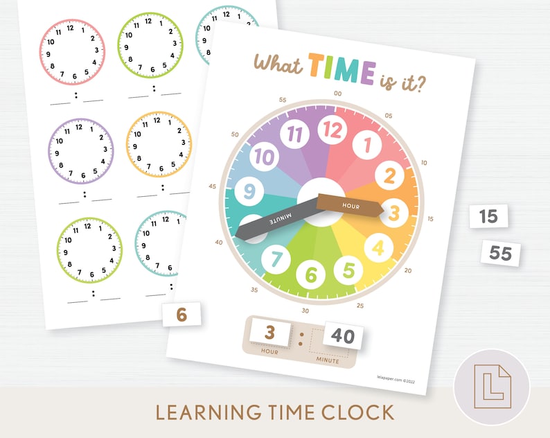 Learn to Tell Time Clock Activity Telling Time Printable What Time Is It Preschool Kindergarten Busy Binder image 1