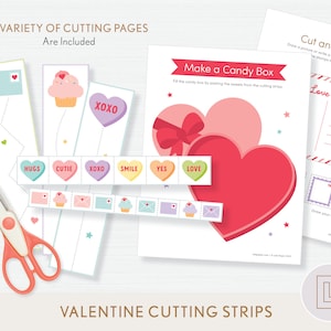 Valentine Sweets Cutting Practice Strips Bundle | Scissor Practice Worksheets | Fine Motor Skills | Cut and Paste Preschool Toddler