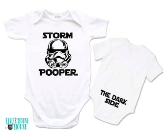 Storm Pooper Baby Bodysuit, The Dark Side Butt Print, Custom Star Trooper Funny Jumpsuit, Baby Shower Gift, Custom T Shirt Rompers Australia