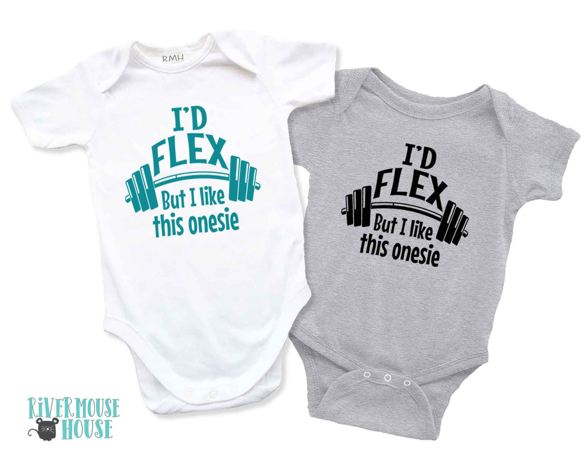 Funny Gym Baby, I'd Flex but I Like This Onesie, Work Out Romper