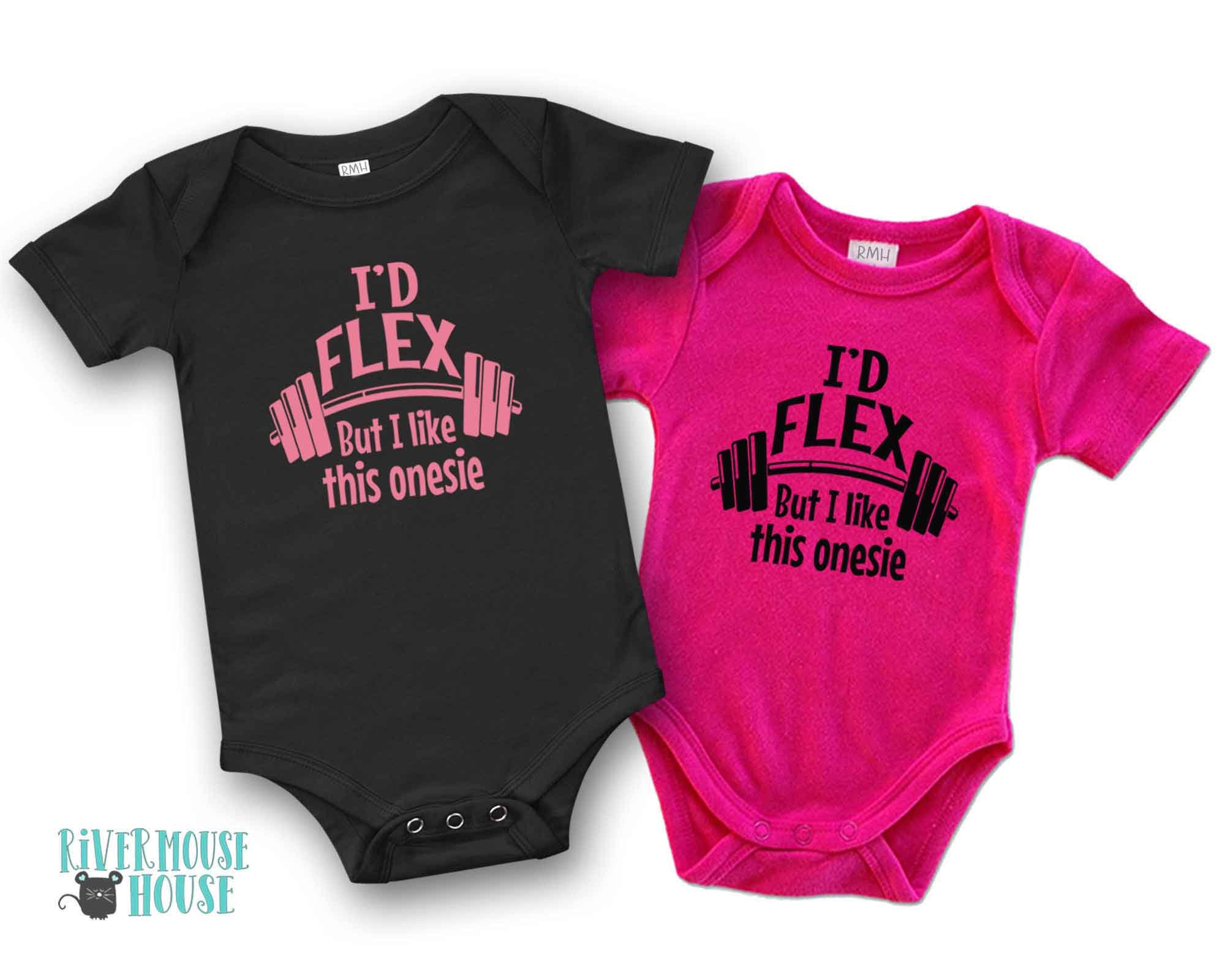 Funny Gym Baby, I'd Flex but I Like This Onesie, Work Out Romper