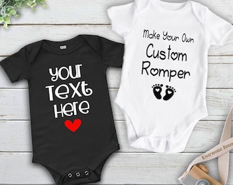 Custom Baby Bodysuit, Personalized Text Baby Romper, Make Your Own One-Piece Newborn Tee, Multiple Colours & Styles by Rivermouse Australia