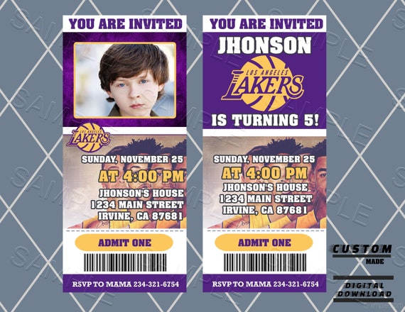 Los Angeles Lakers Ticket Invitation Printable Los Angeles | Etsy