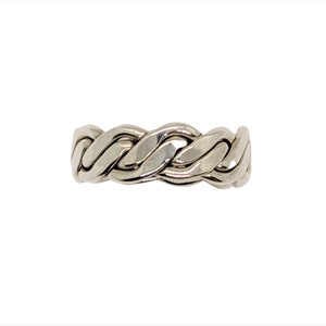 Wavy rope Sterling Silver mens band ring Size 10