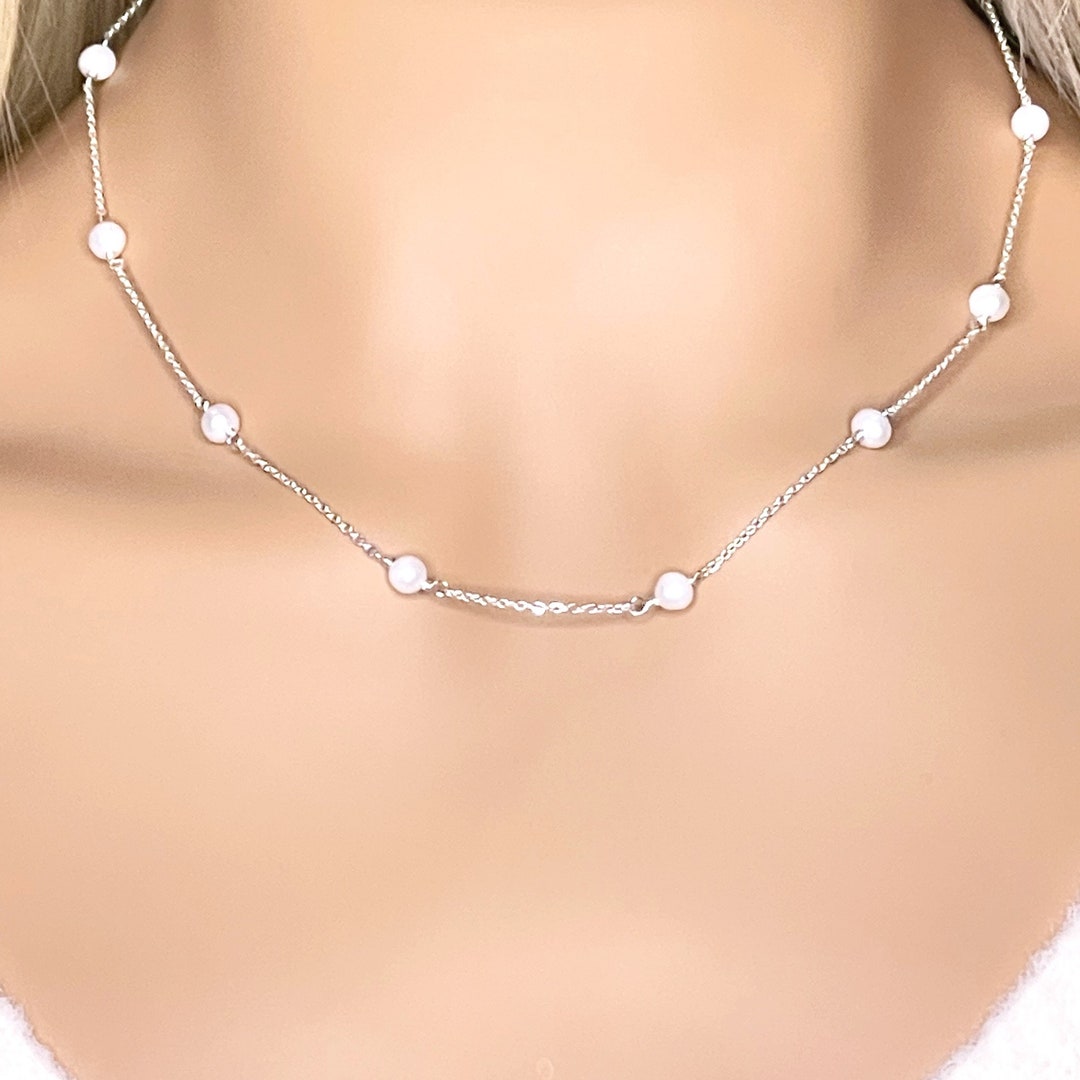 Belle Necklace - Silver & Pearl main image 1