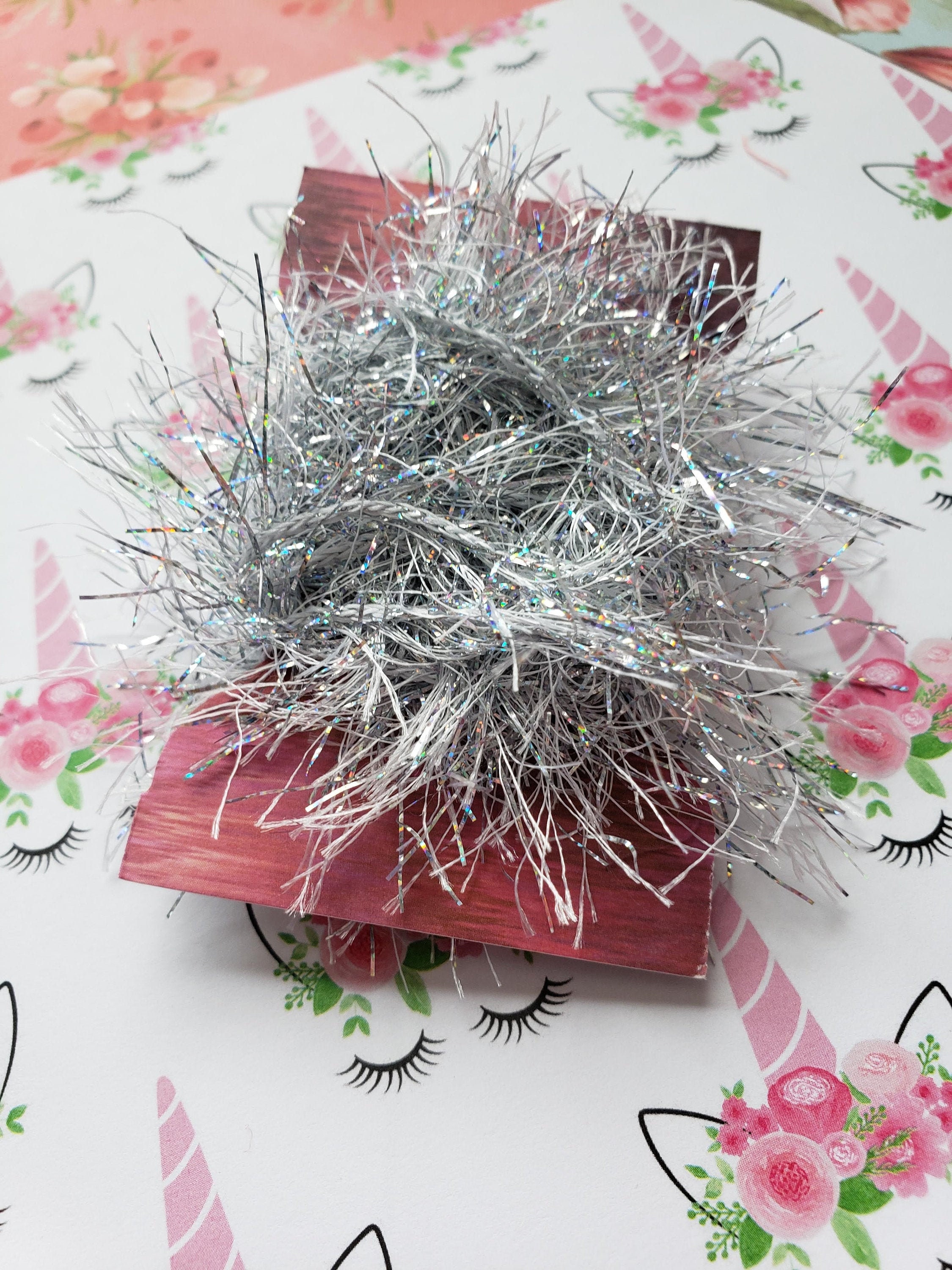 Gilt Holographic Diamond Eyelash Trim Fibers Tinsel Eyelash Yarn for