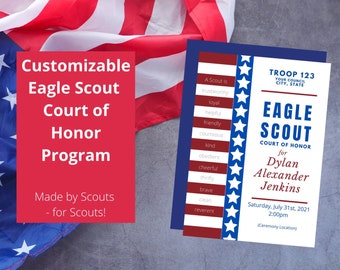 Patriotic Eagle Scout Program (Digital Download Printable) - Personalized