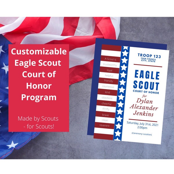 Patriotic Eagle Scout Program (Digital Download Printable) - Personalized