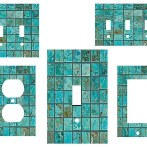 BLUE MARBLE Mosaic Tile Image Light Switch Plates and Outlets