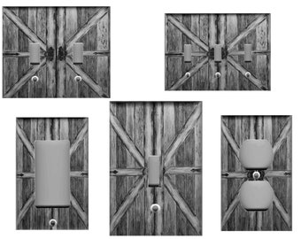 BARN DOORS GREY Image Home Decor Light Switch Plates and Outlets Home Decor