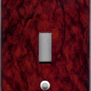 RED BLACK BURGUNDY Marble Image Light Switch Plates and Outlets Home Decor image 2