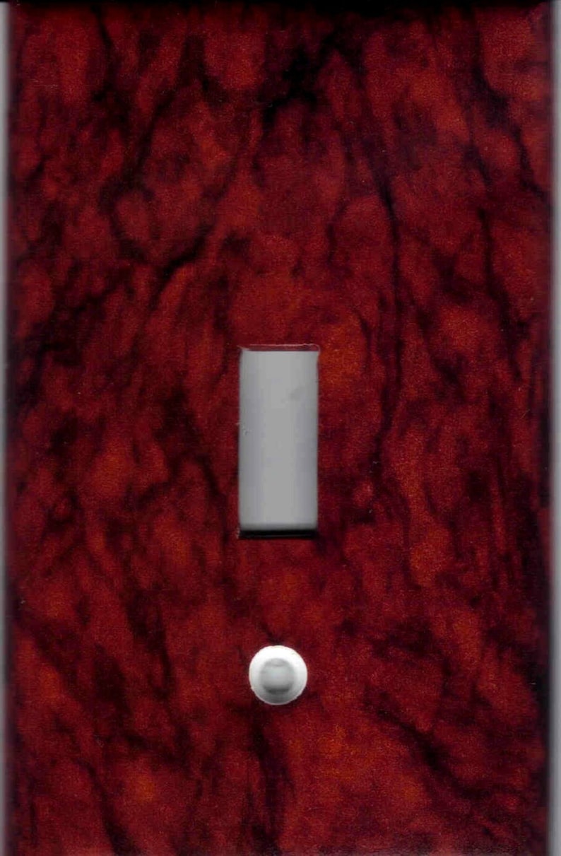 RED BLACK BURGUNDY Marble Image Light Switch Plates and Outlets Home Decor image 2