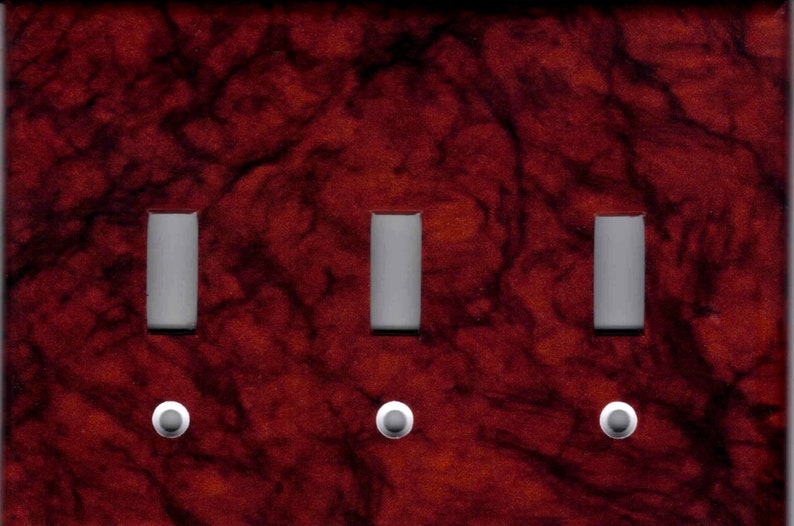 RED BLACK BURGUNDY Marble Image Light Switch Plates and Outlets Home Decor image 6