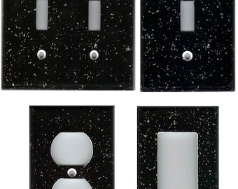 BLACK GRANITE MARBLE Image Light Switch Plates and Outlets