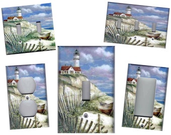 LIGHTHOUSE No. 2 Lighthouse Nautical Home Decor Light Switch Plates and Outlets