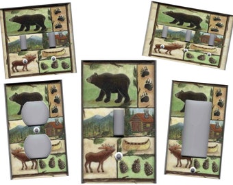 BEAR MOOSE CABIN Rustic Home Decor Light Switch Plates and Outlets