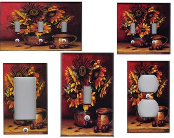 SUNFLOWERS WITH PLUMS Light Switch Plates and Outlets Home Decor