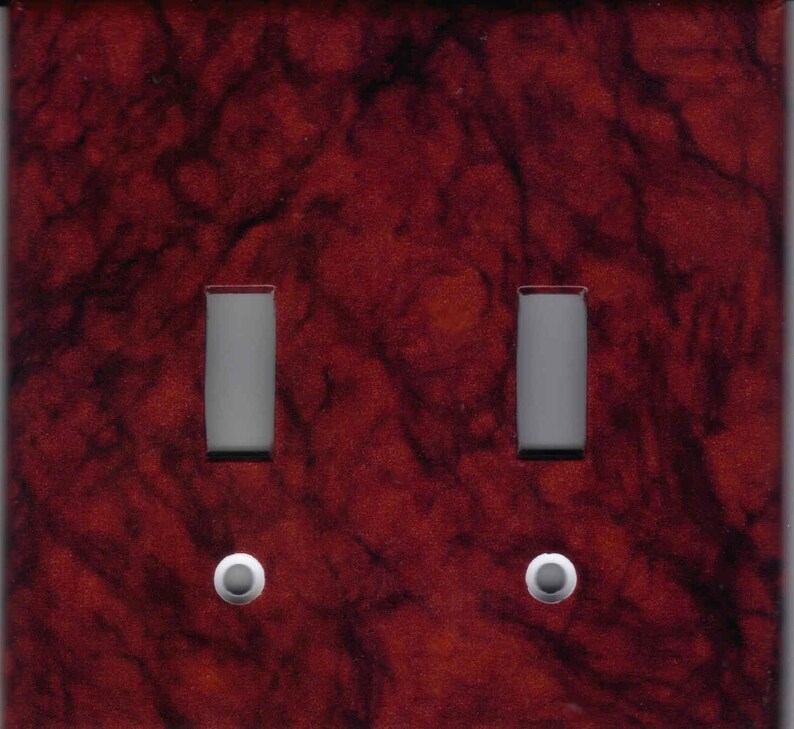 RED BLACK BURGUNDY Marble Image Light Switch Plates and Outlets Home Decor image 3