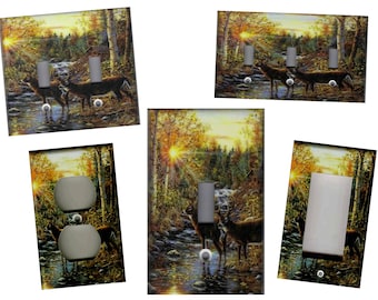 DEER IN WOODS Light Switch Plates and Outlets Home Decor